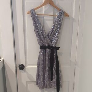Express Sequin Wrap Mini Dress